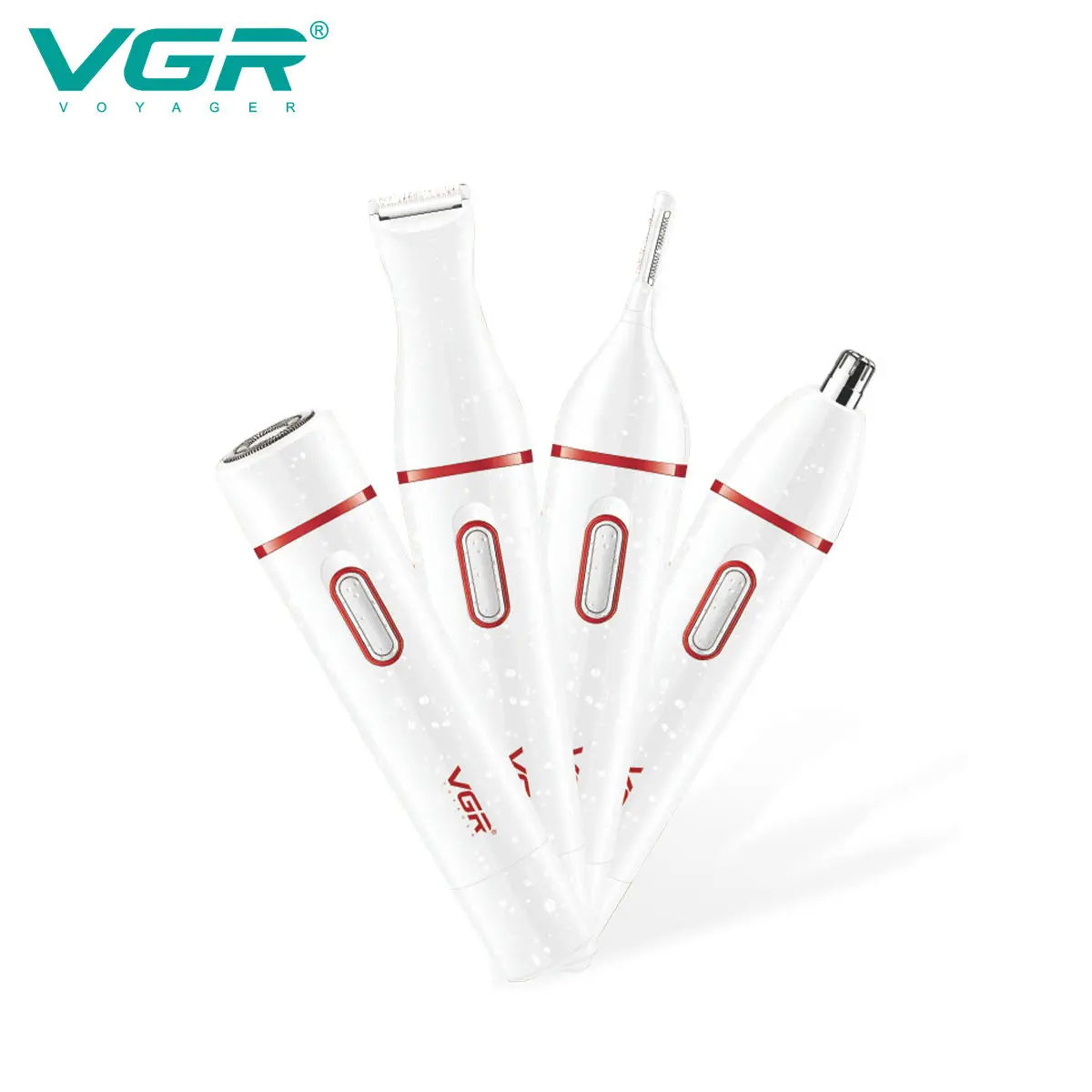 VGR v-725 Women 4 in 1 Waterproof Lady Shaver Rechargeable Mini Electric Nose and Ear Trimmer Facial Shaver Eyebrows Trimmer
