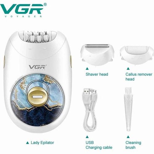 VGR v-736 3in1 Rechargeable Epilator For Women Electric Shaver Leg Hair Removal For Facial,Lip,Chin,Razor Bikini Trimmer