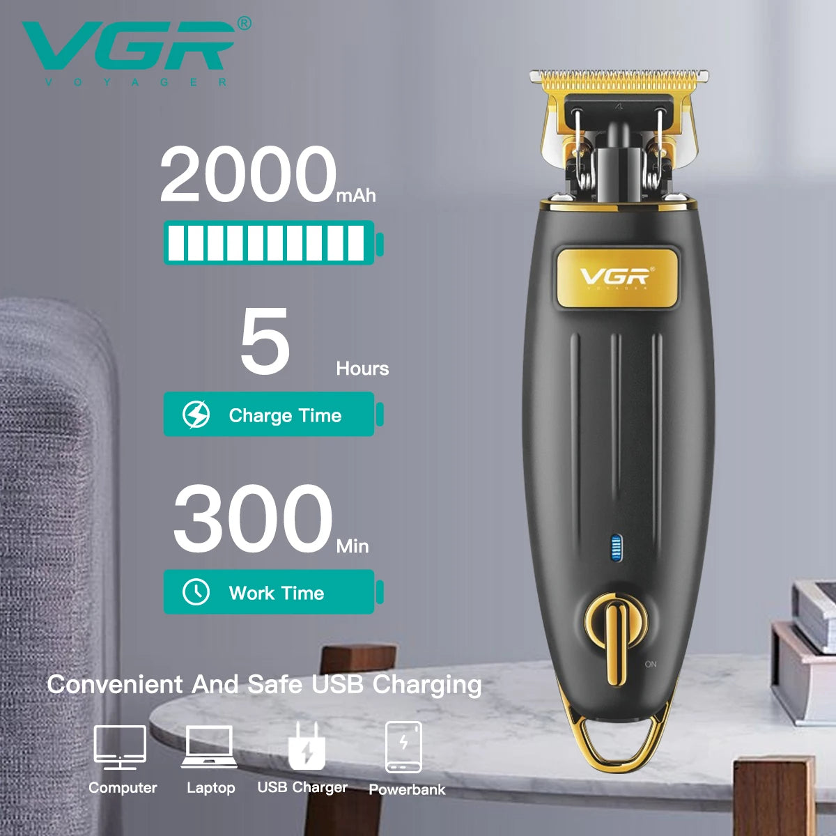 VGR Hair Cutting Machine Professional Hair Clipper Cordless Barber Rechargeable Electri Beard Trimmer Hair Trimmer for Men V-192