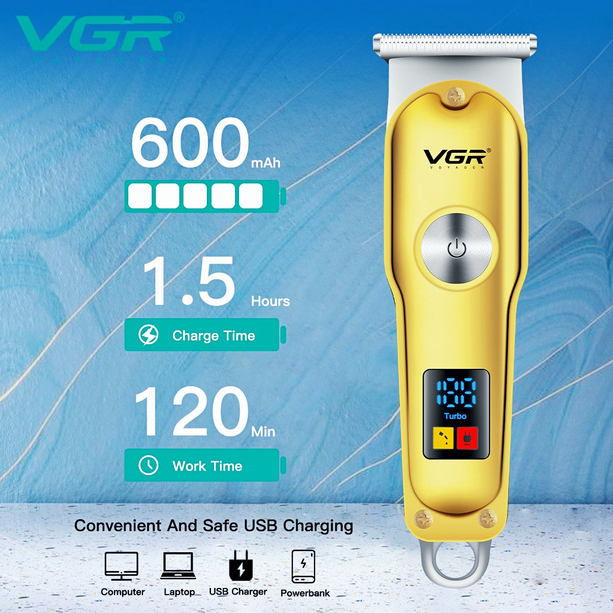 VGR V-290 Mini Hair Cutting Machine Cordless Electric Hair Clipper Professional Bald Haircut Machine Barber Hair Trimmer for Men