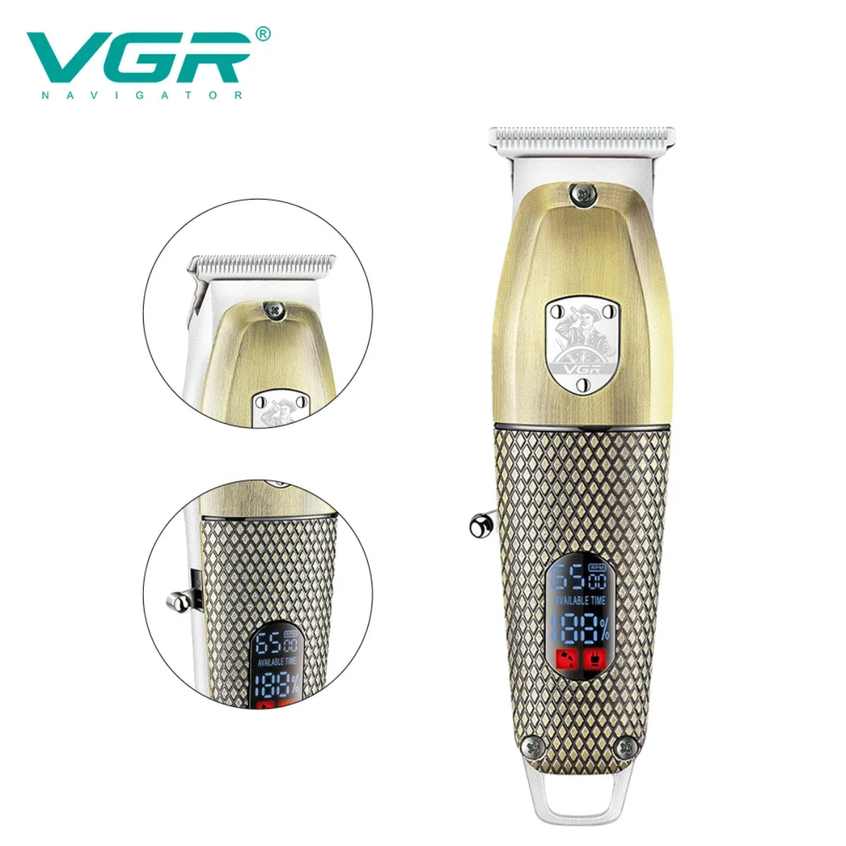 VGR Barber Professional Hair Trimmer For Men Hair Clipper Beard Facial Rechargeable Hair Cutting Machine Haircut For Men V-976