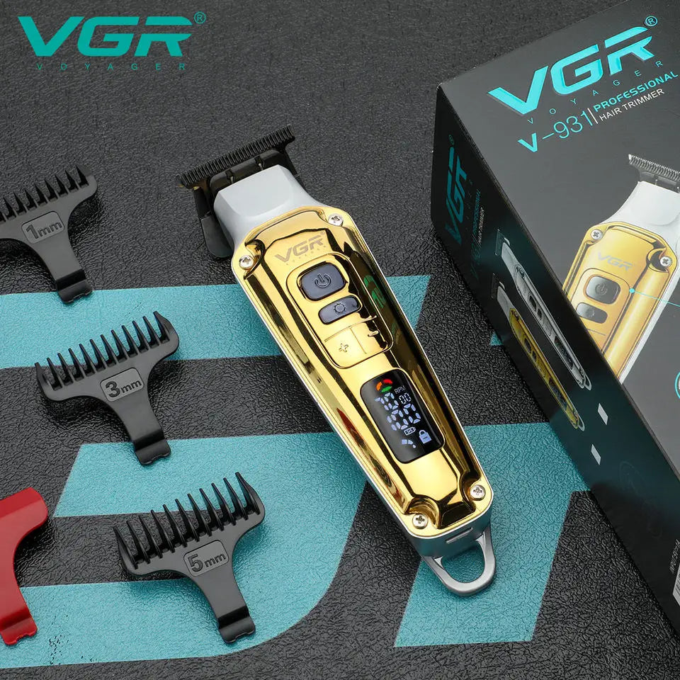 VGR V-931 Hair Clipper Metal Body Hair Trimmer Strong Power Pusher Strong LED Intelligent Digital Display Electric Push Clipper V 931