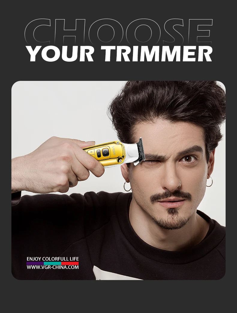 VGR V-931 Hair Clipper Metal Body Hair Trimmer Strong Power Pusher Strong LED Intelligent Digital Display Electric Push Clipper V 931