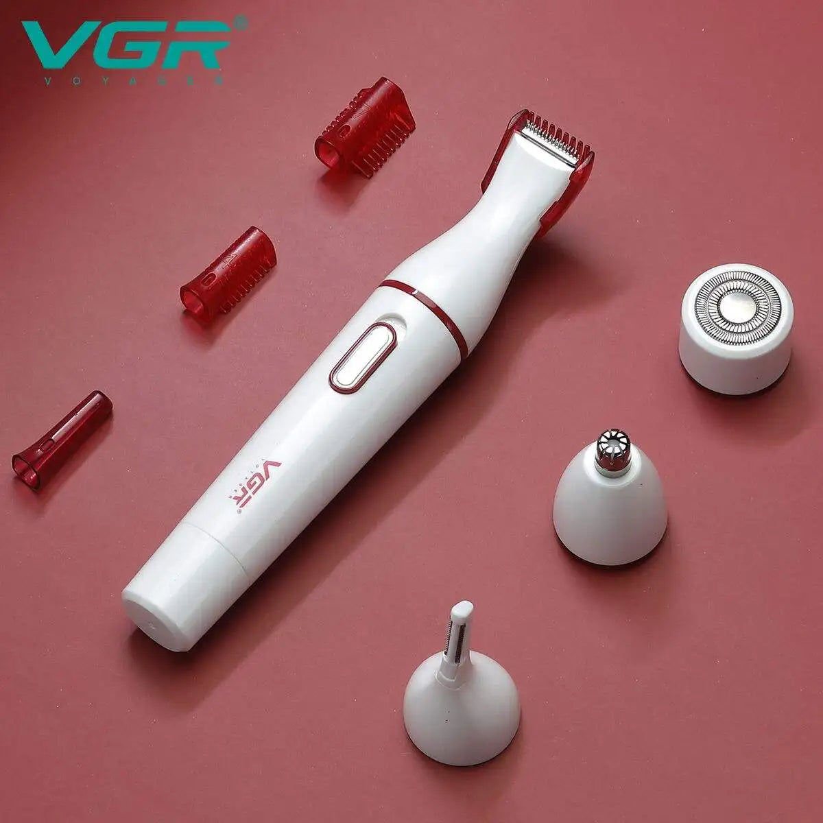 VGR v-725 Women 4 in 1 Waterproof Lady Shaver Rechargeable Mini Electric Nose and Ear Trimmer Facial Shaver Eyebrows Trimmer