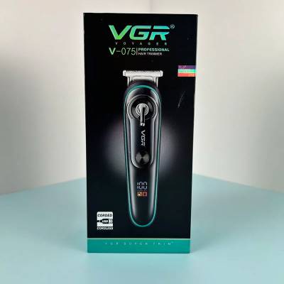 VGR V-075 Hair Clipper Hair Trimmer Professional Beard Trimmer Rechargeable Cordless Electric T-Blade Zero Cutting Machine