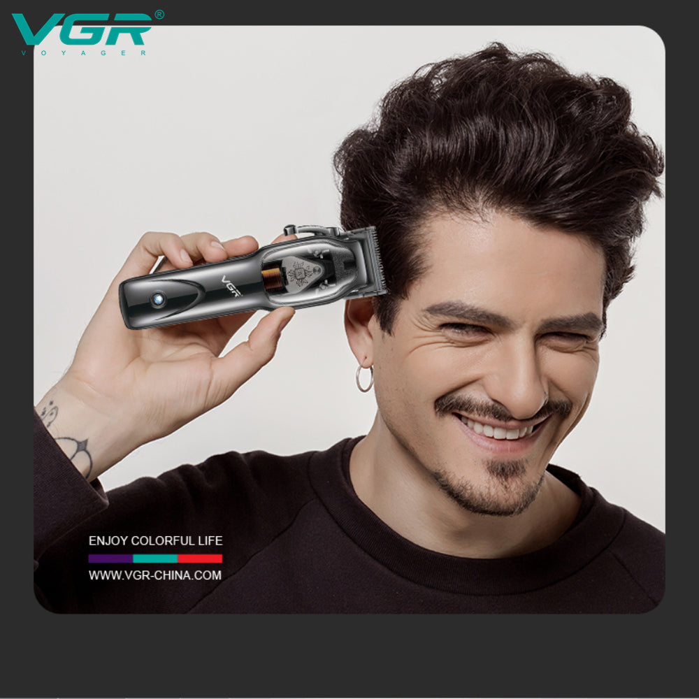 man using vgr v-653 electric hair trimmer for self hair cutting
