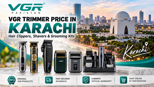 VGR trimmers, hair clippers, electric shavers and grooming kits available online in Karachi from VGR Pakistan
