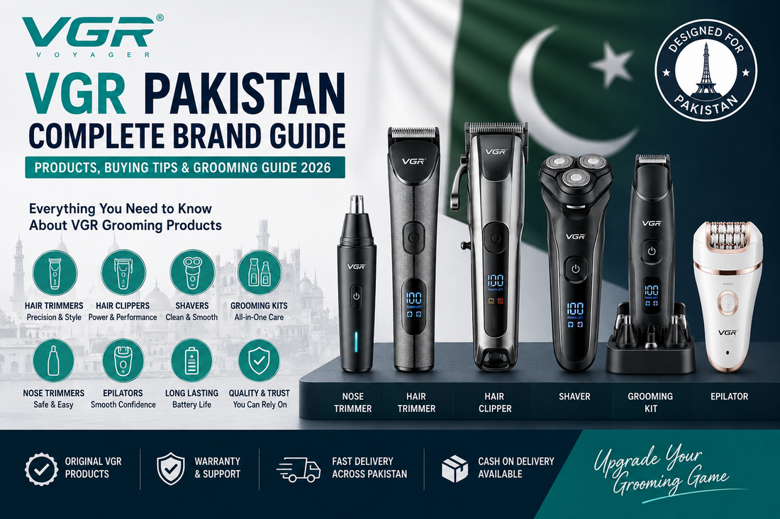 VGR Pakistan grooming products including trimmers, clippers, shavers and epilators
