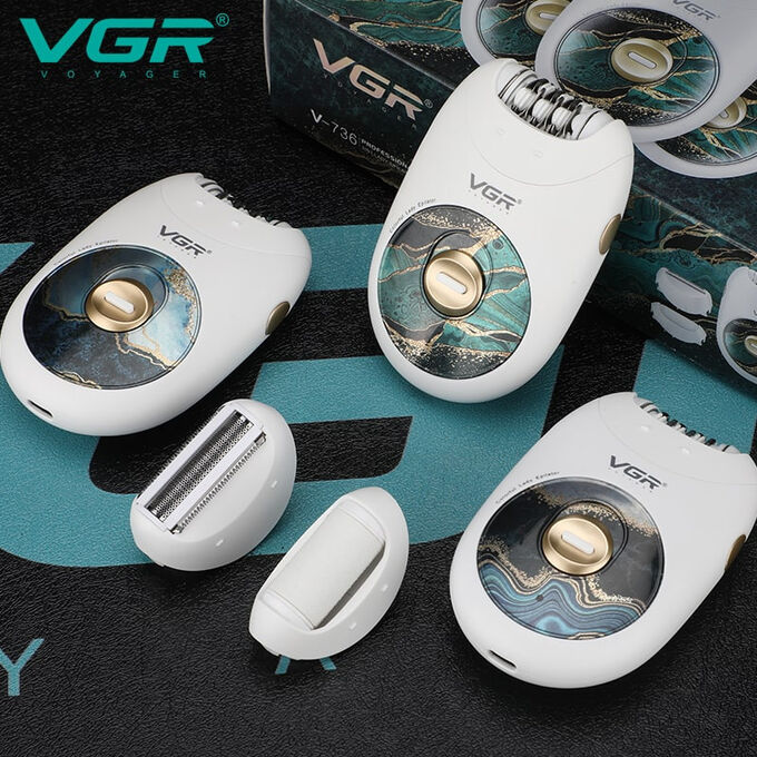 VGR v-736 3in1 Rechargeable Epilator For Women Electric Shaver Leg Hair Removal For Facial，Lip，Chin，Razor Bikini Trimmer