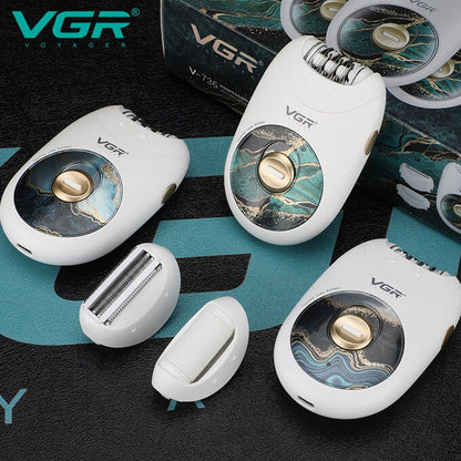 VGR v-736 3in1 Rechargeable Epilator For Women Electric Shaver Leg Hair Removal For Facial，Lip，Chin，Razor Bikini Trimmer