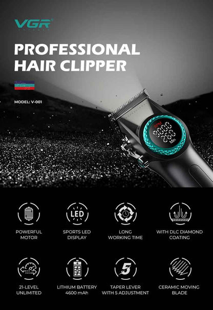 VGR v 001 Hair Trimmer Professional Hair Cutting Machine Clipper Barber Adjustable Haircut Trimmer 9000 RPM Hair Trimmer for Men V-001