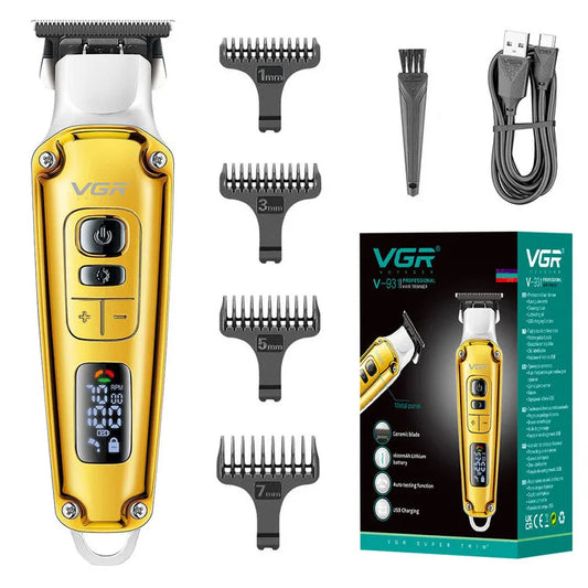 VGR V-931 Hair Clipper Metal Body Hair Trimmer Strong Power Pusher Strong LED Intelligent Digital Display Electric Push Clipper V 931