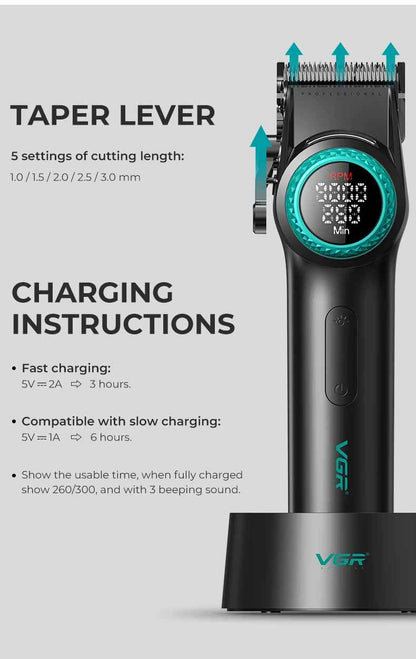 VGR v 001 Hair Trimmer Professional Hair Cutting Machine Clipper Barber Adjustable Haircut Trimmer 9000 RPM Hair Trimmer for Men V-001