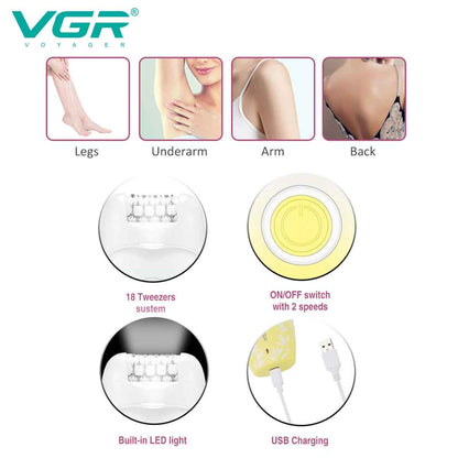 VGR Hair Remover Professional Hair Trimmer Electric Epilator Rechargeable Body Trimmer Portable Trimmer Hair Remover Women V-738