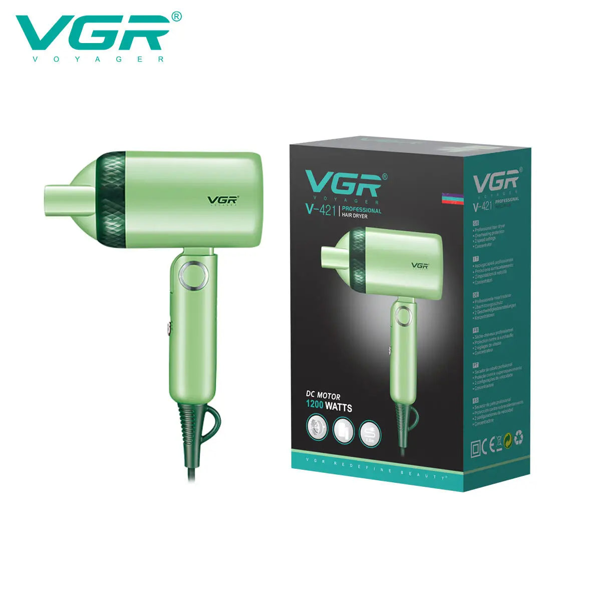 VGR v-421 Hair Dryer Professional Dryer Foldable Hair Dryer Machine Overheating Protection Hair Salon for Household Use Mini V-421