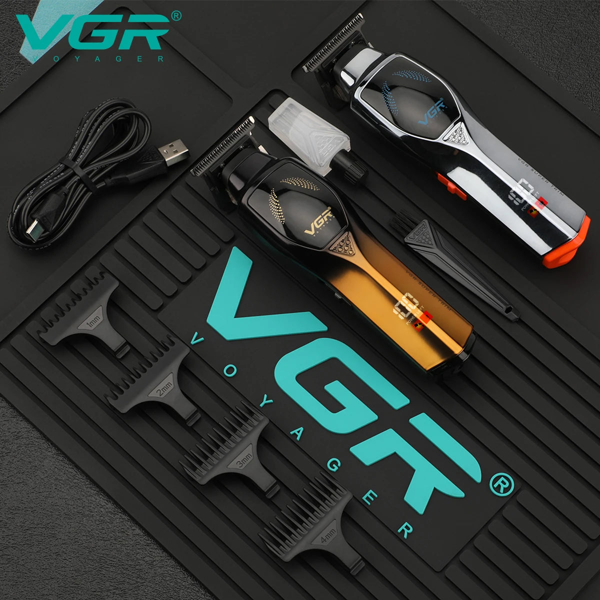 VGR V 187 USB Charging Hair Clipper Professional Cordless Electric Men's Shaving Gradient Intelligent Digital Push Clipper v-187