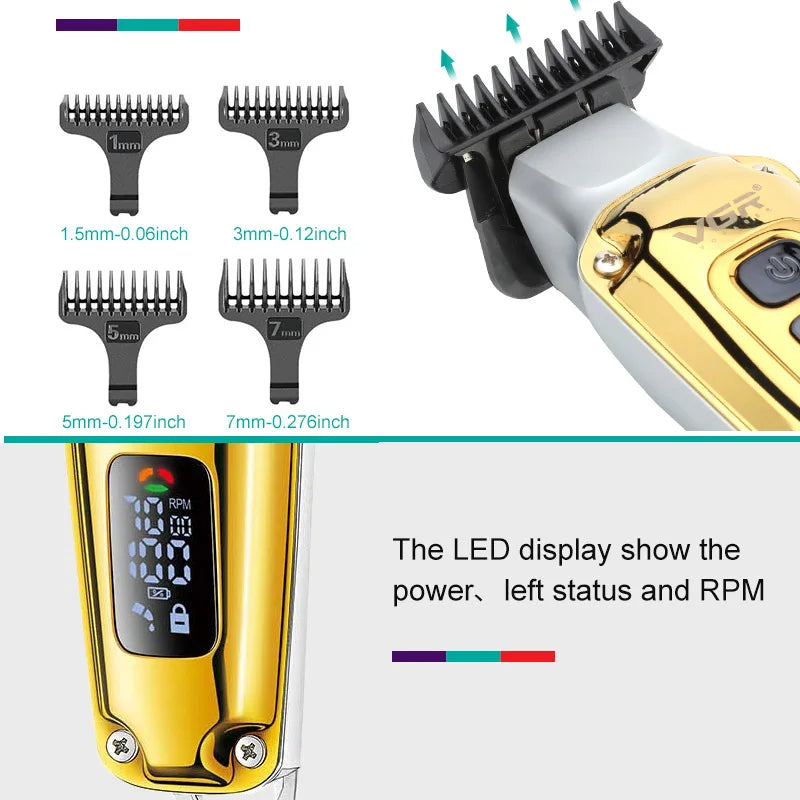 VGR V-931 Hair Clipper Metal Body Hair Trimmer Strong Power Pusher Strong LED Intelligent Digital Display Electric Push Clipper V 931