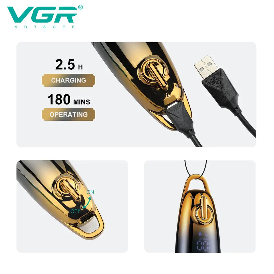 VGR V-979 Hair Trimmer Professional Hair Clipper Electric Hair Cutting Machine LED Display 0mm Cutting Barber Trimmer for Men V 979