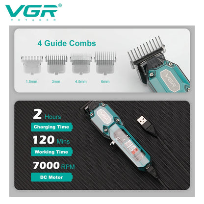 VGR v 900 T-shaped blade hair clipper cordless transparent body hair clipper electric rechargeable professional men's hair clipper v-900
