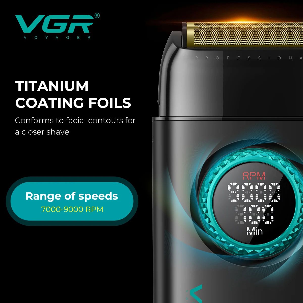 VGR Stepless Pro 4 IN 1 Cordless Hair Clippers Metal Hair Trimmer Electric Shaver Leafless Hair Dryer Professional Barber Combo