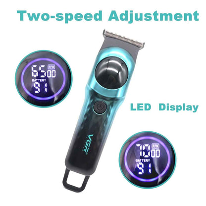 Men's Hair Clipper T-Blade 7000RPM 2 Speed Mini Body LCD Display Professional Hair Trimmer Barber Finishing Machine VGR V-966