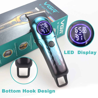 Men's Hair Clipper T-Blade 7000RPM 2 Speed Mini Body LCD Display Professional Hair Trimmer Barber Finishing Machine VGR V-966