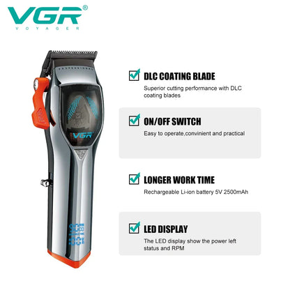 VGR v 647 Hair Clipper Cordless Hair Cutting Machine Adjustable Hair Trimmer Magnetic Motor 9000 RPM Haircut Clipper for Men V-647