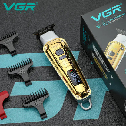 VGR V-931 Hair Clipper Metal Body Hair Trimmer Strong Power Pusher Strong LED Intelligent Digital Display Electric Push Clipper V 931