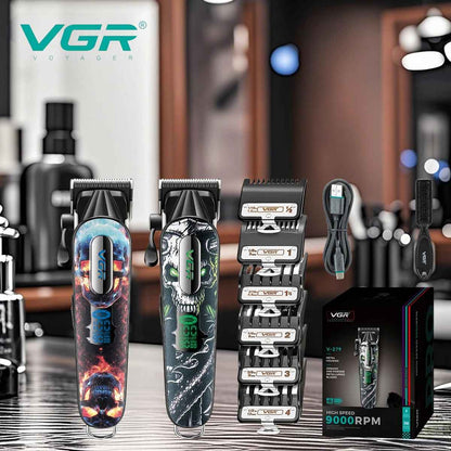 VGR Hair Clipper Professional Trimmer 9000 RPM Barber Hair Cutting Machine Rechargeable Trimmer Metal Clipper for Men V-279