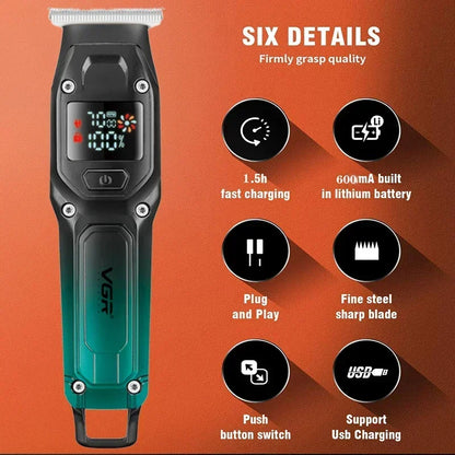 LED digital battery percentage display on VGR V964 electric shaving machine