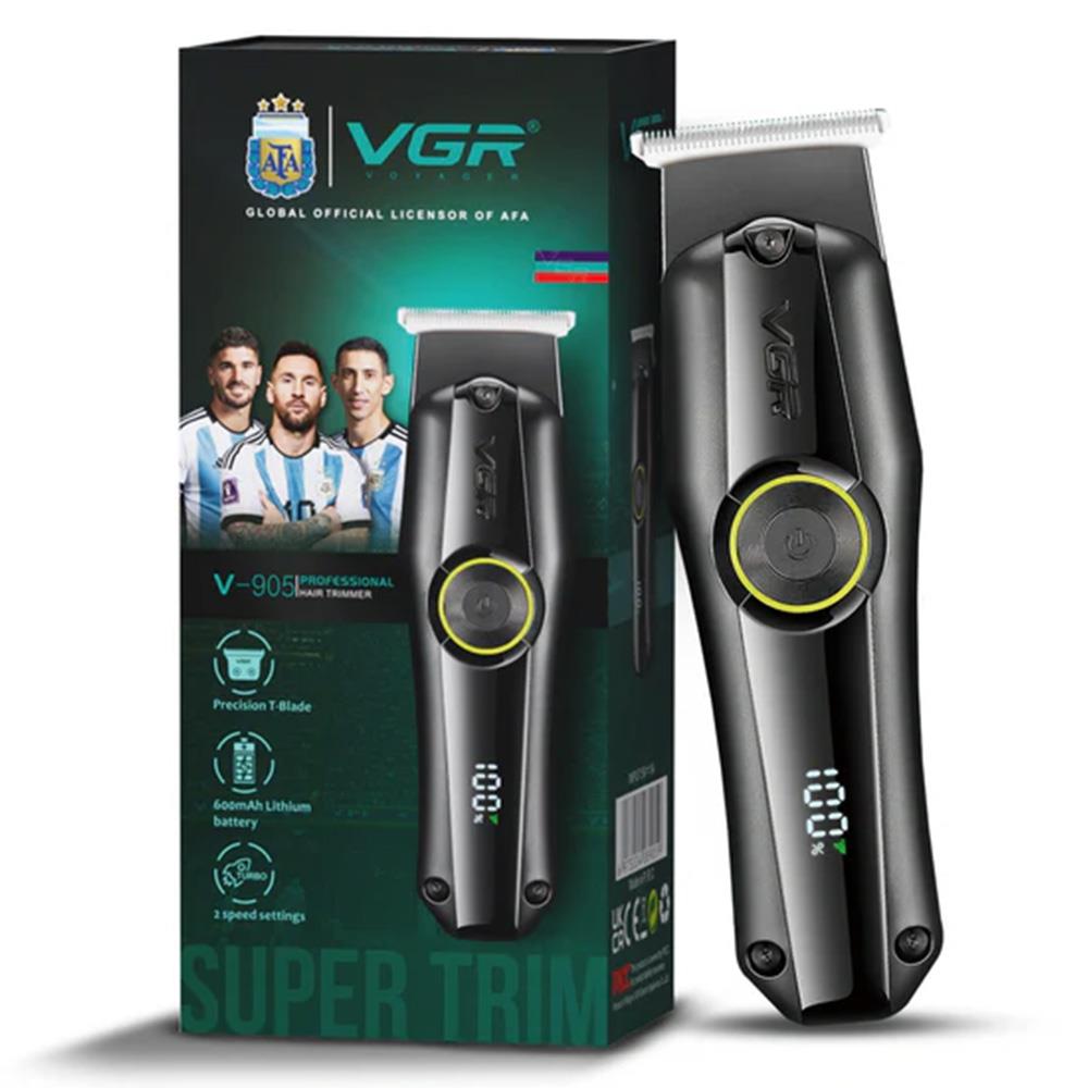 VGR V-905 Professional Cordless Rechargeable Hair Trimmer with USB Charging Cable, LED Display, Precision T blade