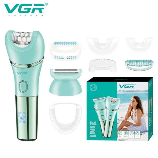 VGR V-753 2-in-1 women's epilator and electric shaver with attachments