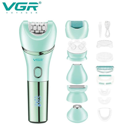 VGR V-756 7-in-1 Ladies Grooming Set in Mint Green with Accessories and Heads