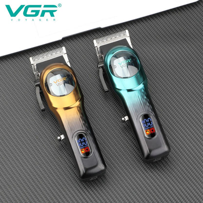 vgr v-166 dual color variants gold and green rechargeable hair trimmers featuring round clear motor view window