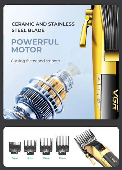 vgr v-177 heavy duty hair cutting machine internal powerful dc motor graphic with 3mm 6mm 10mm 13mm limit combs
