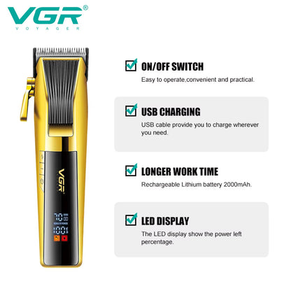 vgr v-177 hair machine technical specifications listing usb charging 2000mah rechargeable lithium battery and on off switch