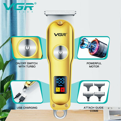 VGR V 290 trimmer features showing usb charging and turbo power switch