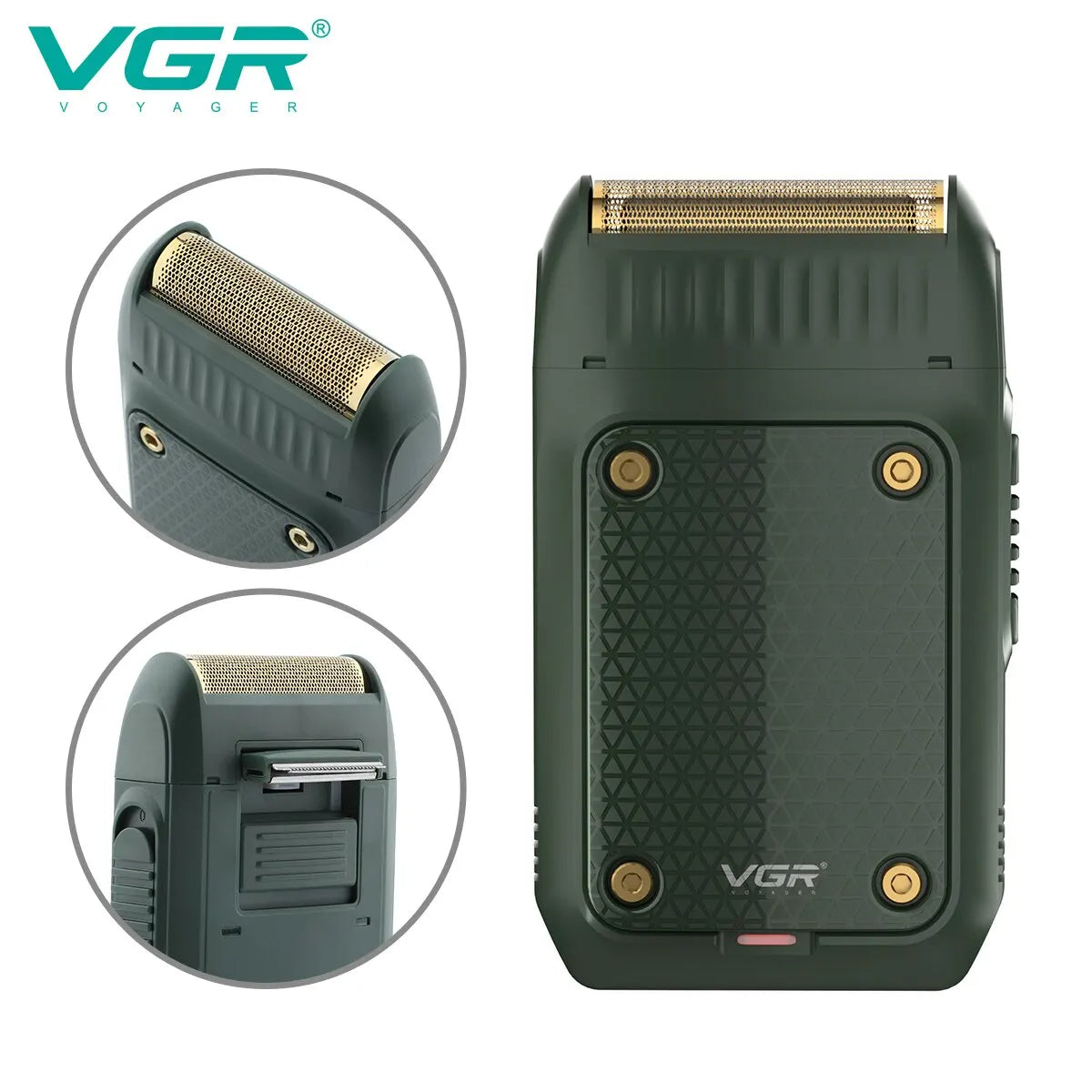 vgr v-353 professional shaver detail showing the dual floating foils and integrated pop-up trimmer for precise grooming in pakistan