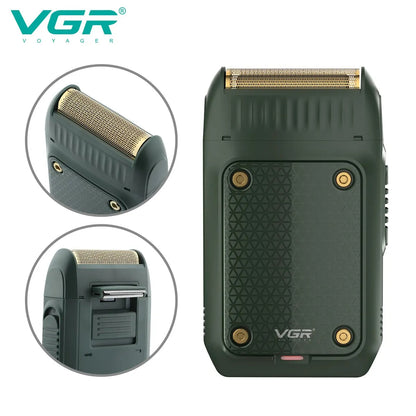 vgr v-353 professional shaver detail showing the dual floating foils and integrated pop-up trimmer for precise grooming in pakistan