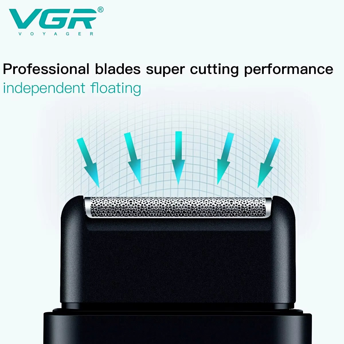 VGR V-390 independent floating foil head and professional stainless steel blades for a smooth, skin-friendly clean shave.