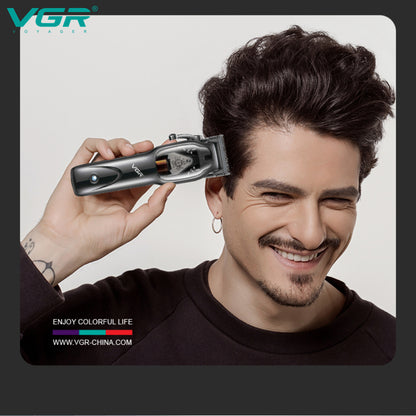 man using vgr v-653 electric hair trimmer for self hair cutting