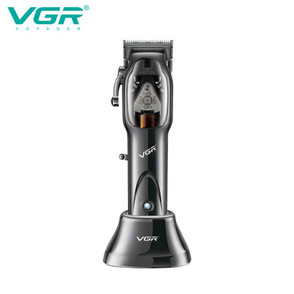 gr v-653 professional hair clipper sitting on desktop charging base