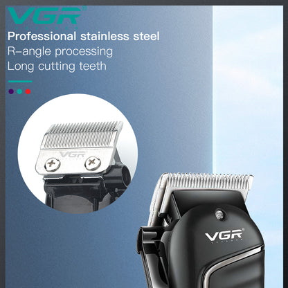 VGR V-683 electric clipper head featuring professional self-sharpening stainless steel blades with R-angle processing.