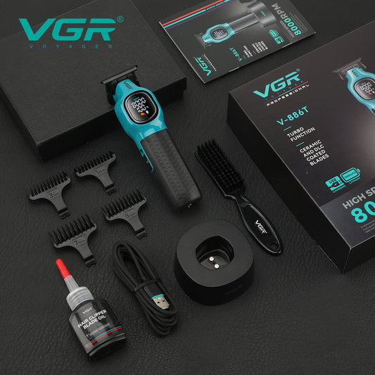 vgr v-886t professional hair trimmer complete box kit with charging dock guide combs oil brush and usb cable