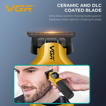 vgr v-886t zero gapped trimmer head with ultra sharp ceramic and dlc coated moving t blade for skin fade beard styling
