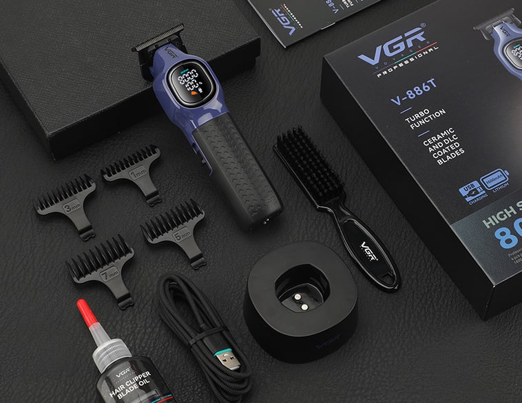 vgr v-886t zero size hair cutting machine purple color trimmer box unboxing package contents for barber shop use