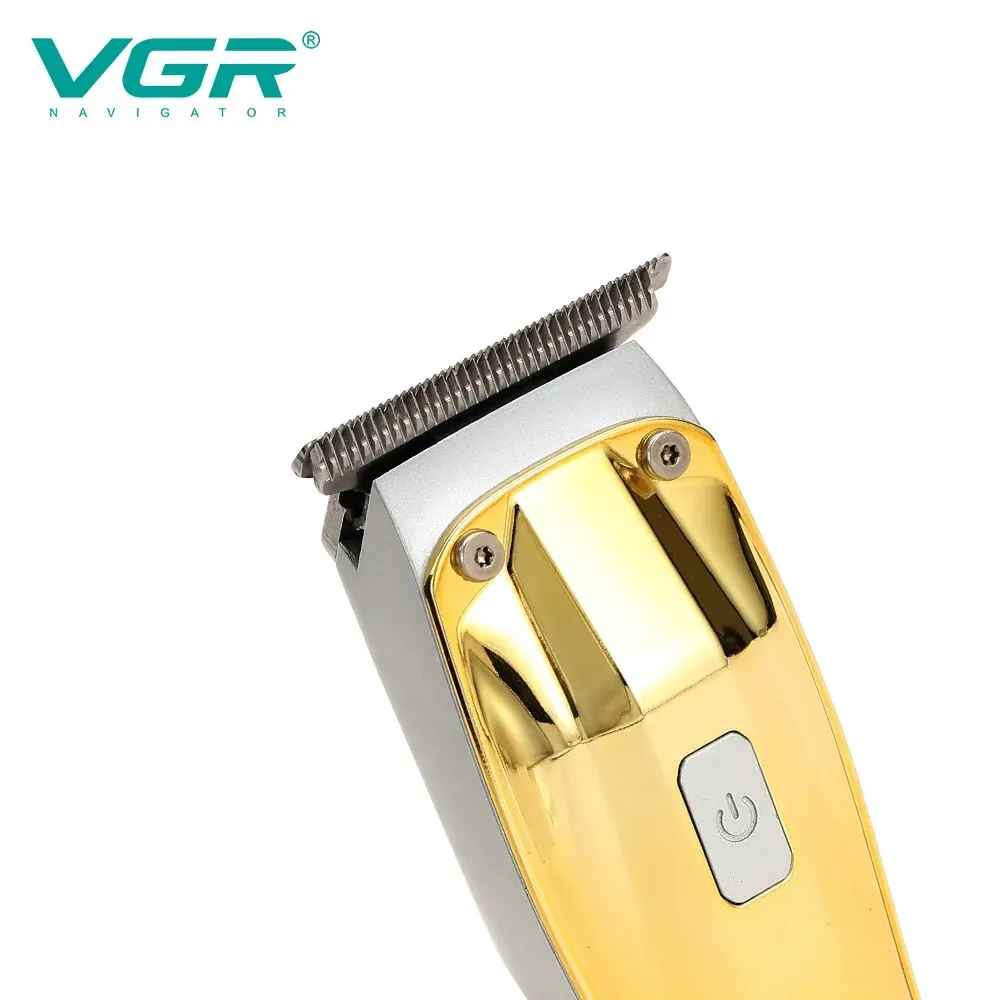 close-up view of the sharp stainless steel T-blade on the vgr v-955 professional zero-cut detail trimmer.