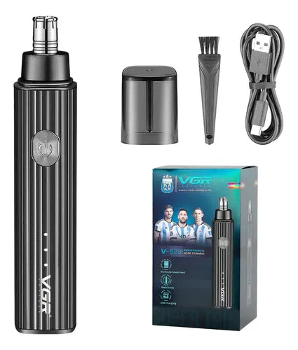 VGA beard trimmer set with packaging, trimmer, and accessories on a white background
