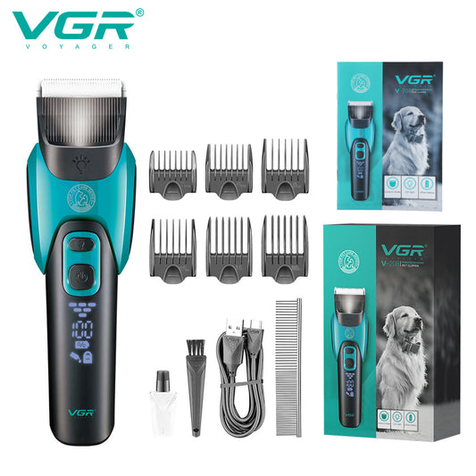 VGR V-208 Pet Hair Clipper with Guide Combs, Cleaning Brush and USB Cable