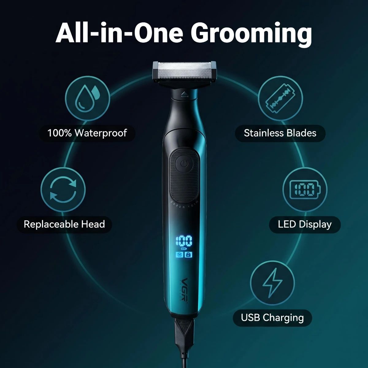 VGR V-361 2 in 1 Electric Shaver for Men | Dual-Sided Razor & Beard Trimmer
